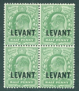 SG L1 Levante británico 1905. 1/2d verde amarillento pálido. Bloque de menta desmontado de 4 - Imagen 1 de 1