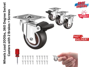 1.25 Inch Caster Wheels Set of 4, Small Caster Wheels for Furniture, - Picture 1 of 7