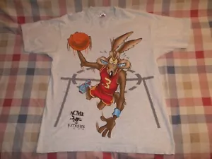 Vintage SELTEN 1994 Warner Bro Looney Tunes WILE E COYOTE BASKETBALL 2-SEITIGES T-SHIRT L - Bild 1 von 8