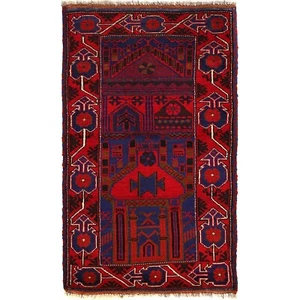 Tribal Handmade Oriental Afghan Balouch Area Wool Rug Carpet 2'10x4'11 ft B17644 - Picture 1 of 8
