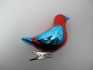 VINTAGE WEIHNACHTSSCHMUCK ROT-BLAU (OHNE GLAS) CLIP-ON VOGEL WEIHNACHTSSCHMUCK - Bild 1 von 5