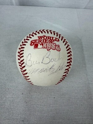 Bill Buckner Mookie Wilson Signed Autographed 1986 World Series Baseball JSA - Image 1 of 3