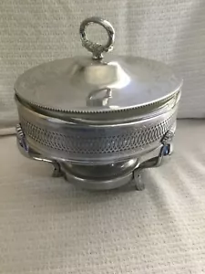 Vintage Round tall Footed DISH Food Warmer with Pyrex glass insert - Picture 1 of 5