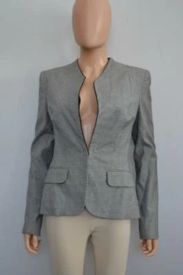 A.L.C. Black/White Cotton/Wool Houndstooth Long Sleeve Jacket/Blazer Size US 8 - Image 1 of 4