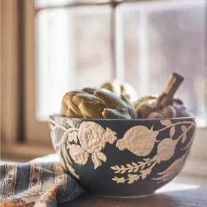 Anthropologie Turkuaz Küche Posy Servierschüssel Iris Blau Weiß Kollektion Neu - Bild 1 von 10