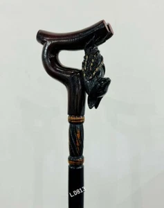 Holzstock Fledermaus geschnitzter Griff und Gehstock Holzstock Handklappstock - Bild 1 von 6