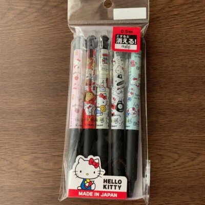 Set Mit 5 Sanrio Hello Kitty Frixion Schwarz Tinte Radierbare Stift - Bild 1 von 2