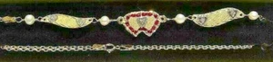 New 14kt Yellow Gold/5 DIA Hearts/RUBY Winged 10" Anklet-Free Engraving! - Picture 1 of 3