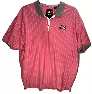 Rare Fila staple X pigeon polo borg polo shirt pink White Authentic stripped XXL - Picture 1 of 10