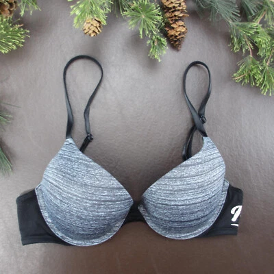 Victoria's Secret Bra 34B Gray Padded Push-Up Underwire Adjustable Clasp Back - Image 1 of 4