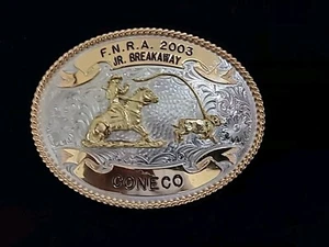 FNRA JR Breakaway Coneco Montana Silversmiths 2003 hebilla de cinturón - Imagen 1 de 6