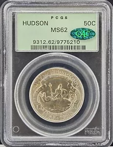 1935 50C Hudson Silver Commemorative PCGS (Old Green Holder) MS62 CAC Certified - Picture 1 of 4