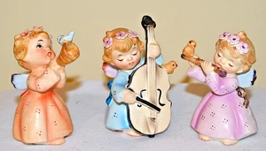 3er SET LEFTON MUSIKENGEL, MIT KLEINEN VÖGELN, BLUMEN IM HAAR, FIGUREN - Bild 1 von 16