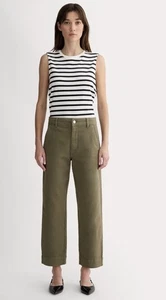 Everlane Women’s The Utility Straight-Leg Pant Kalamata Green Size 14 Organic - Picture 1 of 7