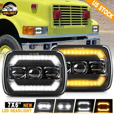 PAIR 7x6" 5X7"  LED Headlights For International Harvester 3800 4800 8100 9400i - Image 1 of 4