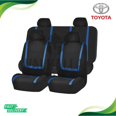 Fundas de asiento de auto transpirables para todos Toyota Yaris 9 piezas azul negro Foto 1 de 4