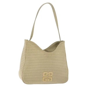 GIVENCHY Staggered Pattern Shoulder Bag Canvas Beige Auth 130221 - Picture 1 of 19