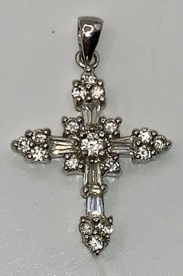 "Impresionante colgante de cruz de diamantes de 1 quilate creado en laboratorio AAA de 1,25"" en plata de ley 925" Foto 1 de 4
