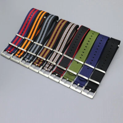 Pulseira de relógio robusta de náilon tecido de lona peça única militar passagem única 20/22 mm - Imagem 1 de 4