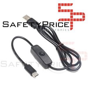 Cable carga USB tipo C 1 m con interruptor on/off smartphone Rasperry pi 4 5V 3A