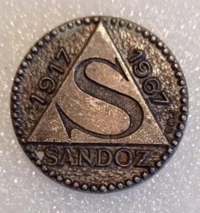 SANDOZ Moneda Farmacéutica Ficha Pin Insignia LSD Albert Hofmann Raro - Imagen 1 de 4