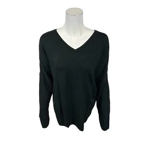 Denim & Co. Women's V-Neck Drop Shoulder Long-Sleeves Tunic Black Medium Size - Picture 1 of 2