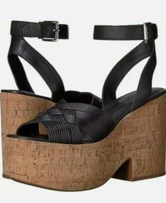 Sandalias para mujer Sigerson Morrison Becca de cuero negro talla 10, nuevas en la caja Foto 1 de 4