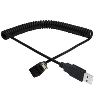 Micro 5Pin to USB A 2.0 Data Charging Coiled Cable | Male to Male | Down Angle - Image 1 of 3