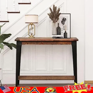 Rustic Console Table Entryway Sofa Table Durable Wood Design Storage Rack New - Picture 1 of 6