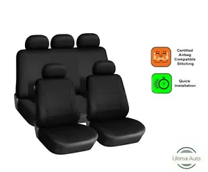 Juego completo de fundas protectoras de asiento de coche negras lavables universales delanteras traseras en bolsa - Imagen 1 de 5