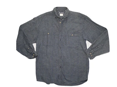 Мужская синяя повседневная рубашка с длинным рукавом на пуговицах размер большой 15 вырез 32/33 - Изображение 1 из 4