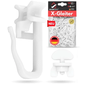 100 x X-Gleiter Faltengleiter Gardinenhaken für Nutbreite 6 mm + 6 x Feststeller - Bild 1 von 11