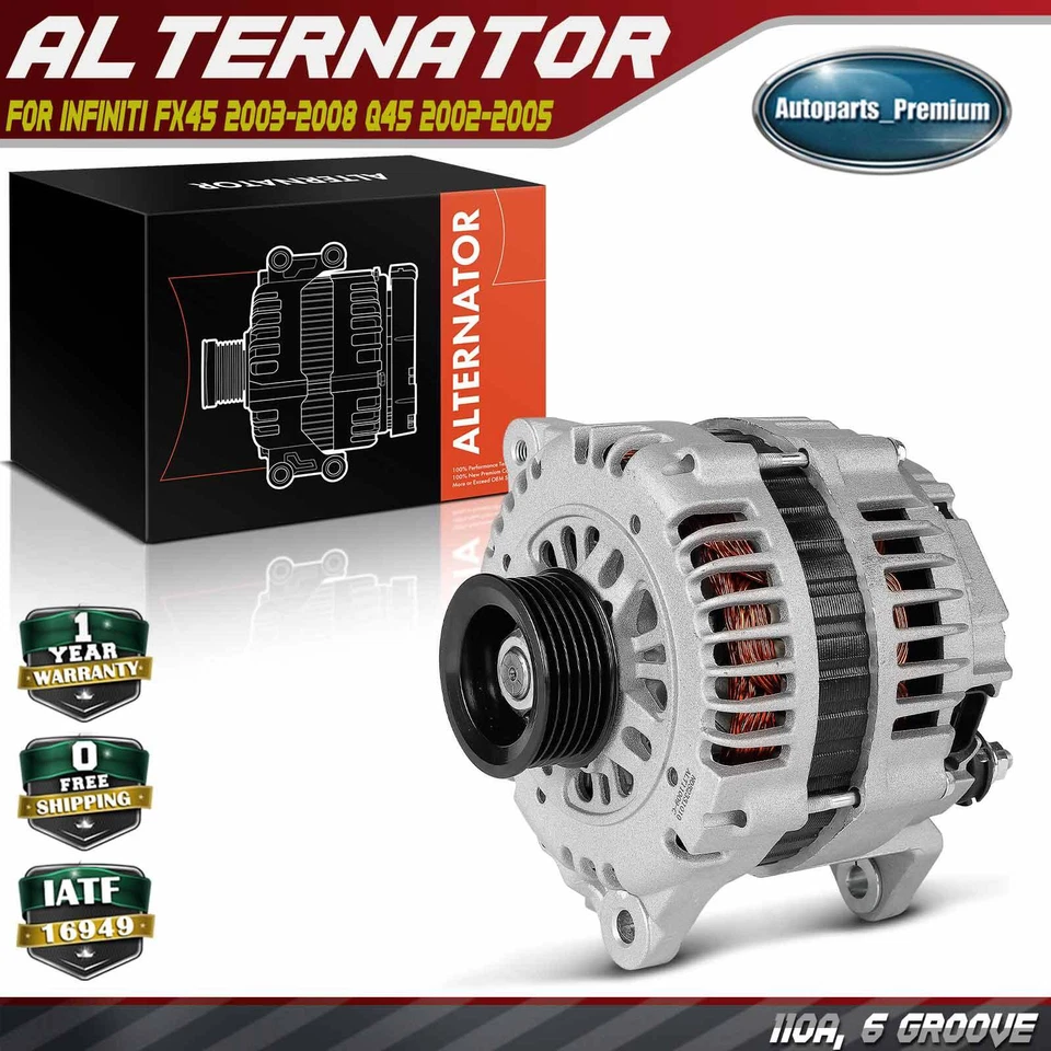 Alternador para polea INFINITI FX45 2003-2008 Q45 2002-2005 110A 12V CW 6 ranuras Foto 1 de 4