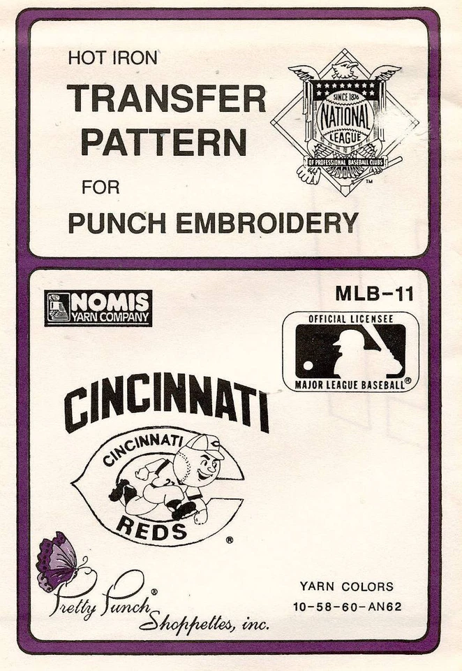  1980's VTG Punch Embroidery Cincinnati Transfer Pattern MLB-11 - Image 1 of 1