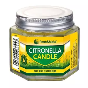 Citronella Candle in Hexagon Glass Jar Outdoor Use - 16 Hours Burn Time - Picture 1 of 2