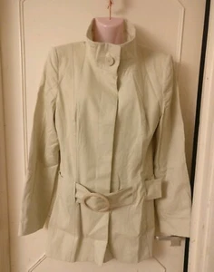 Jane Norman Size 10 Beige Jacket Cotton Belted - Picture 1 of 5