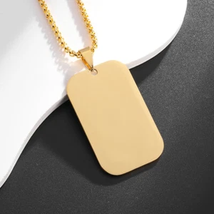 Stainless Titanium Military Army Dog Tag Engravable Pendant Necklace Men Chain - Picture 1 of 16