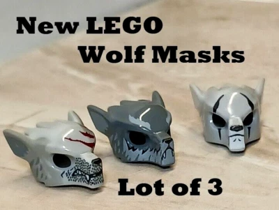 Nuevo LEGO Wolf Mascarilla Set Lote de 3 Cicatrices de Batalla Viejo Sabio Largo en el Diente Foto 1 de 2
