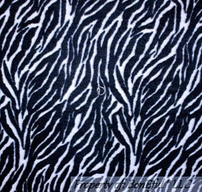 BonEful Fabric Fleece BTHY 1/2 Yd Black White B&W Zebra Wild Animal Skin L Print - Image 1 of 4