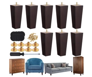 8er Set Möbelbeine 6" quadratisch Massivholz Couch Bein Ersatz (einige Schäden) - Bild 1 von 14