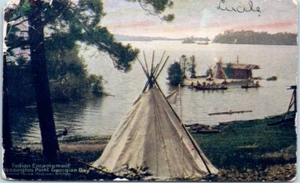 INDIAN ENCAMPMENT Kensington Point GEORGIAN BAY Native American - Postcard - Picture 1 of 2