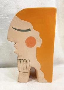 Steingut Keramik Gesicht Buchstütze Vase von Justina Blakeney - Bild 1 von 6
