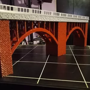 18" Big HO Scale two Lane Brick and steal Truss arch Bridge. CONECTABLE SECTIONS - Picture 1 of 15