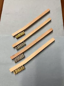 New 4pc Mini 8”L Wire Brush 2 Stainless Steel 2 Brass W/wood handles - Picture 1 of 8