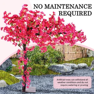 Artificial Cherry Blossom Trees Light Rose Red Tree Indoor Outdoor Home 6FT - Picture 1 of 11