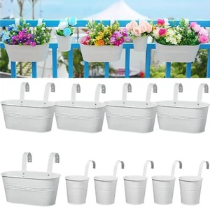 10 Pcs Hanging Planter Railing Planter Box Metal Iron Window Boxes Planters for - Picture 1 of 6