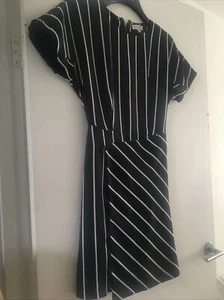 Lined Warehouse navy striped dress smart size 6 - Picture 1 of 6