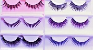 Purple Blue False Eyelashes Full Eye Lashes Fake Extensions Long Fancy Coloured