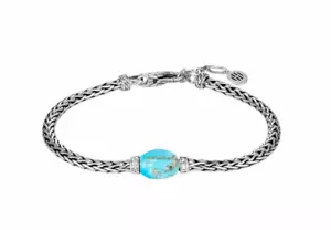 JOHN HARDY KLASSISCHE KETTE TÜRKIS ST. SILBER DIAMANTEN GEFLOCHTEN ARMBAND Gr. S-M - Bild 1 von 5