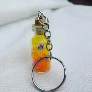Handmade Mini Glass Bottle Key Tag Keychain Bottle With Cork Valentine Gift - Picture 1 of 4